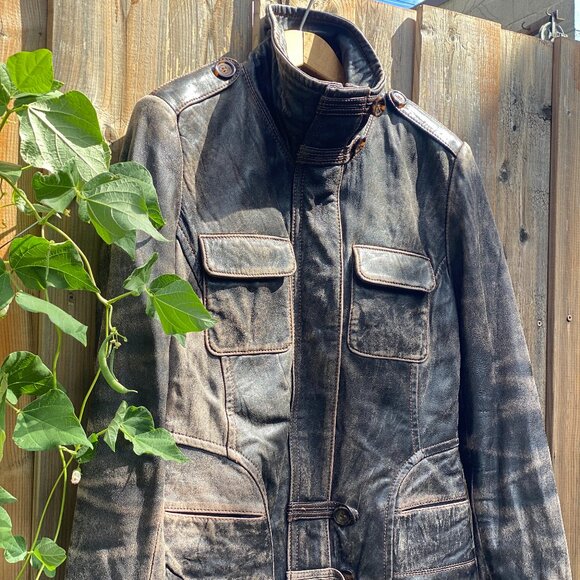 Vintage Danier Brown Distressed Leather Jacket Size S - Picture 2 of 16